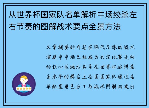 从世界杯国家队名单解析中场绞杀左右节奏的图解战术要点全景方法